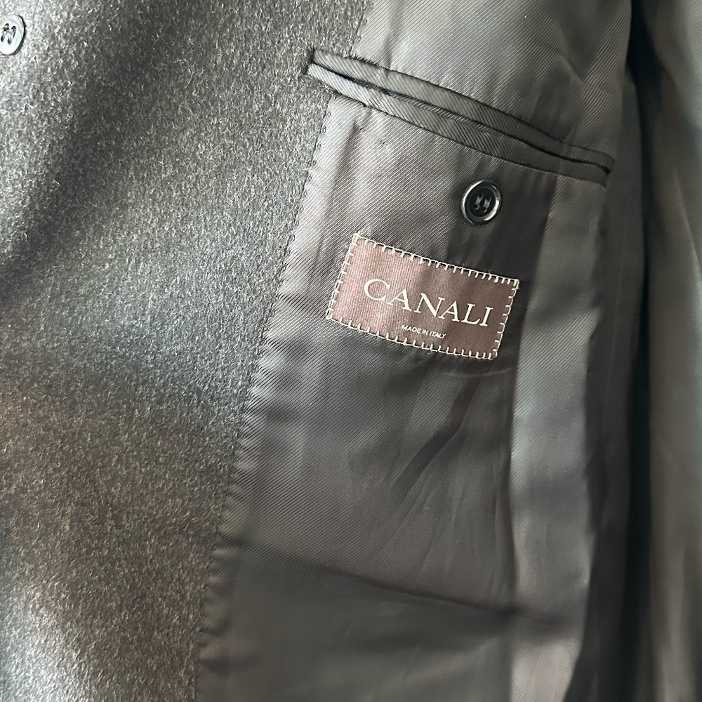 Canali Black Wool and Cashmere Kei Coat - Picture 3 of 3